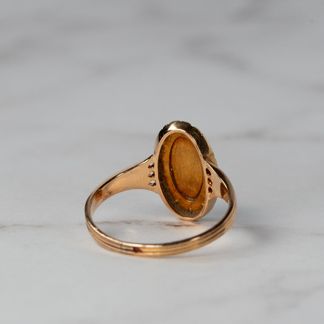 アンティーク トルコ石と天然真珠のマーキーズリング