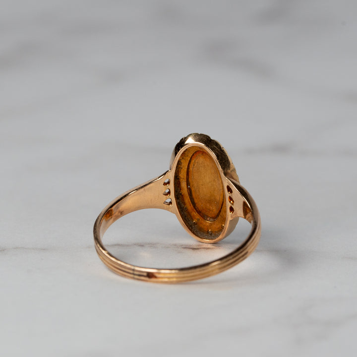 アンティーク トルコ石と天然真珠のマーキーズリング