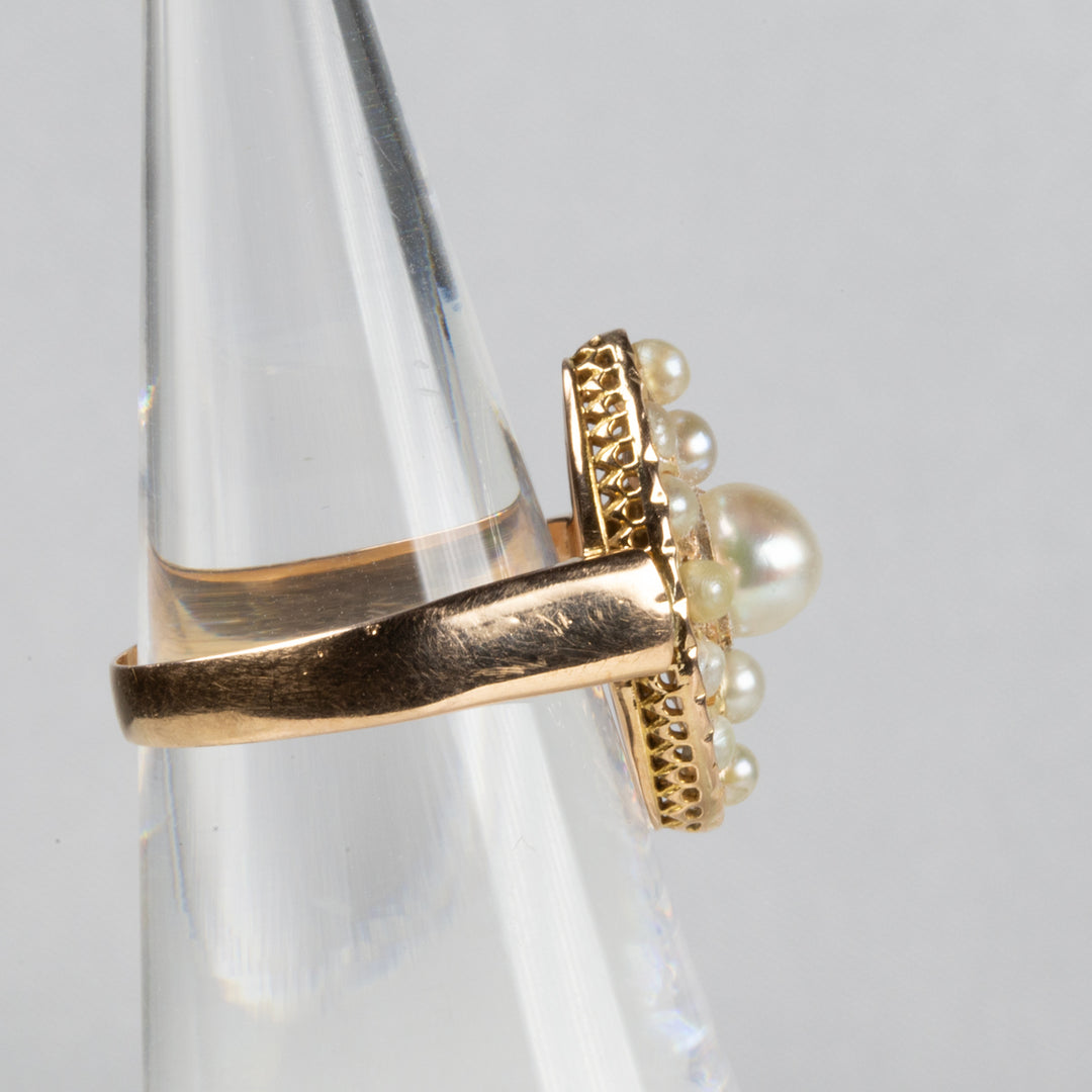 アンティーク 天然真珠のマーキーズリング