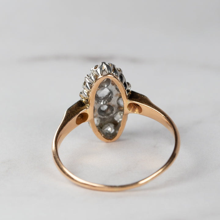 アンティーク ローズカットダイヤモンドのマーキーズリング