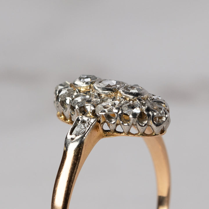 アンティーク ローズカットダイヤモンドのマーキーズリング