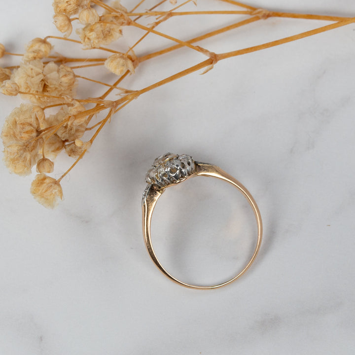 アンティーク ローズカットダイヤモンドのマーキーズリング