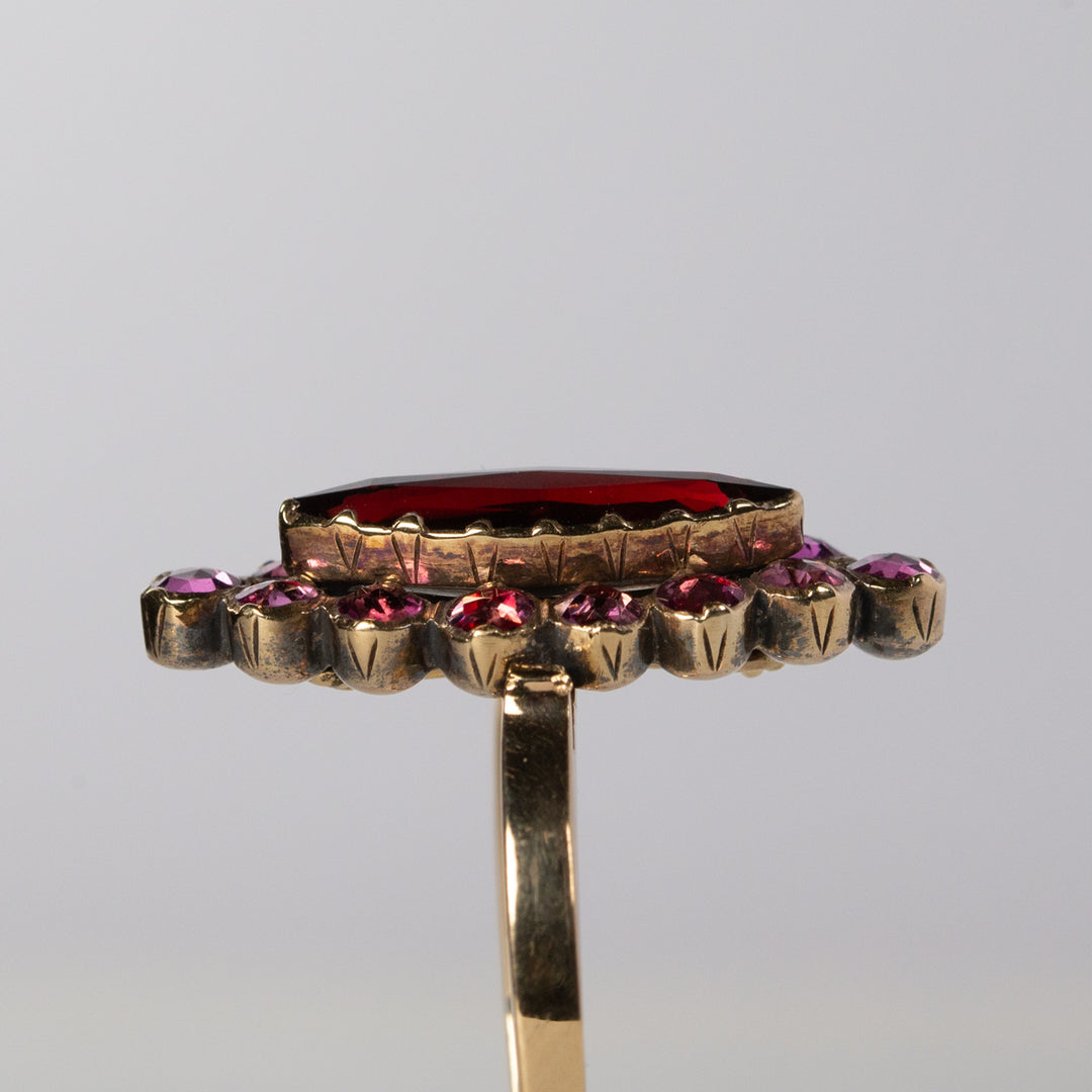 アンティーク ペルピニャンガーネットのマーキーズリング