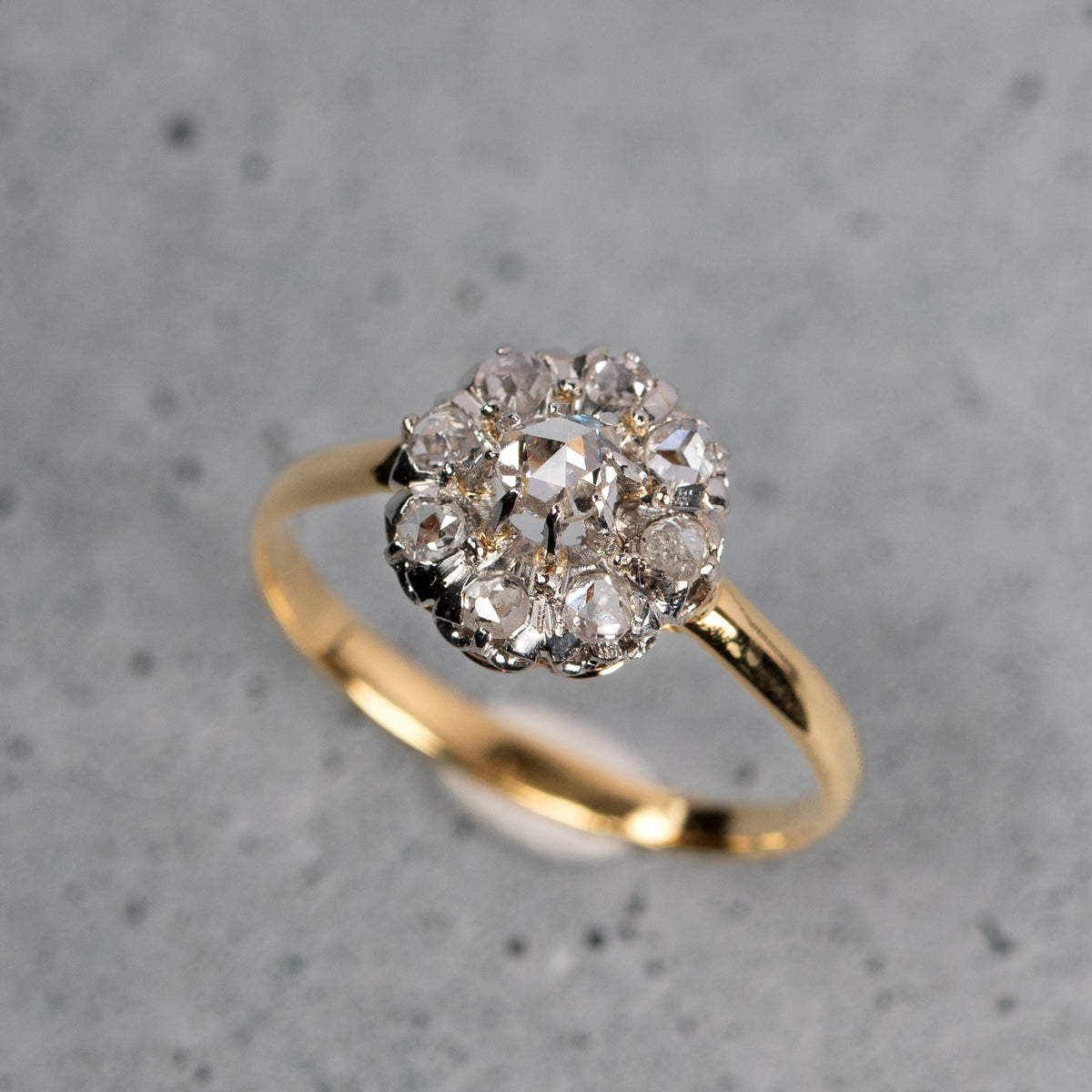 アンティーク ローズカットダイヤモンドのクラスターリング