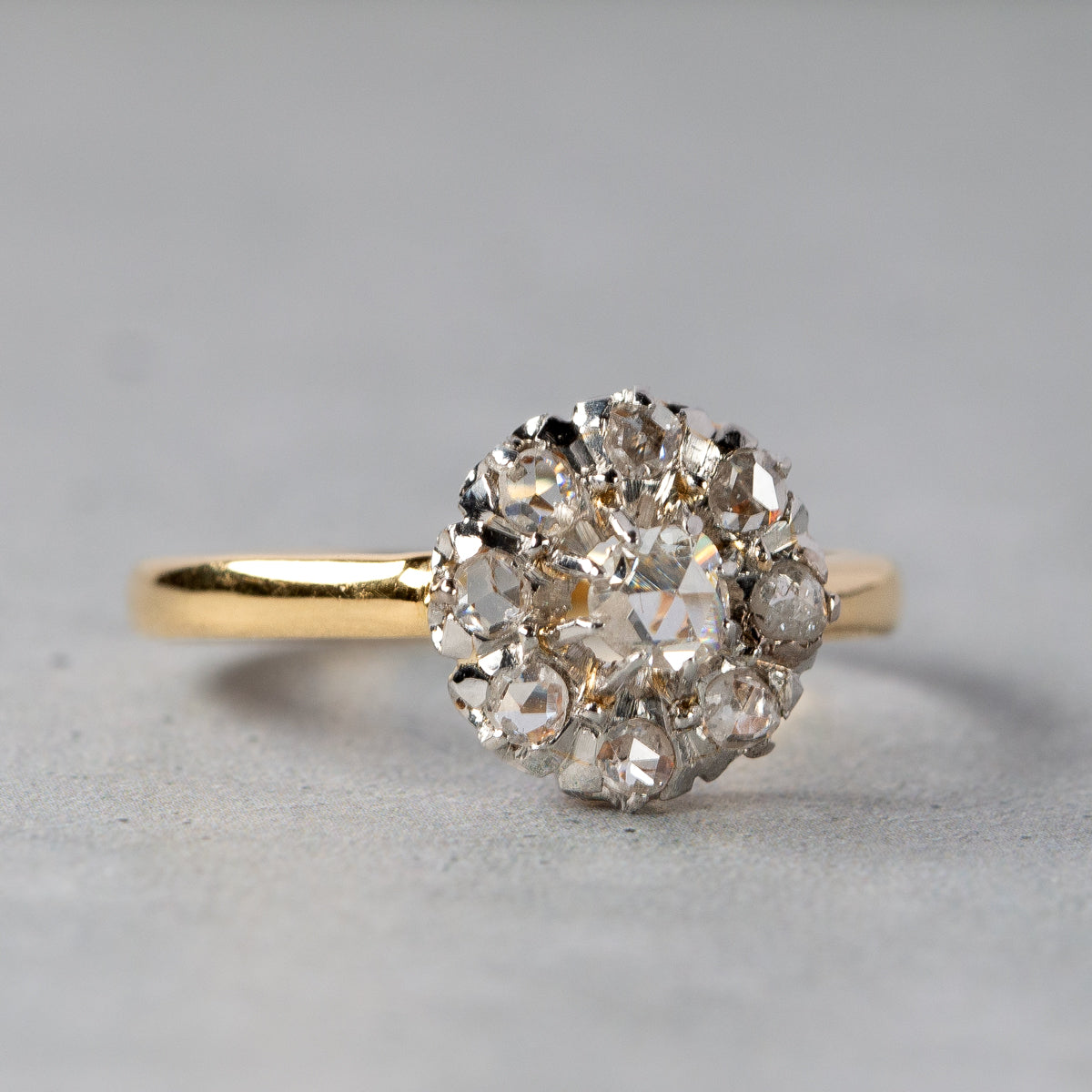 アンティーク ローズカットダイヤモンドのクラスターリング
