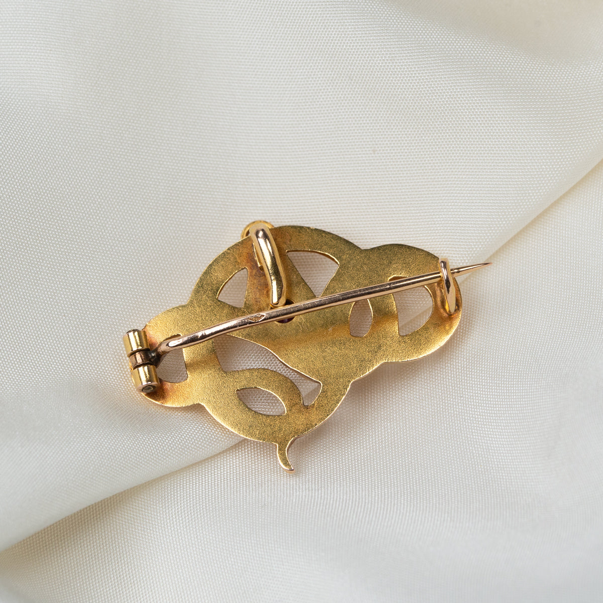 アールヌーボー ヘビのペンダントブローチ（ルビーと天然真珠）