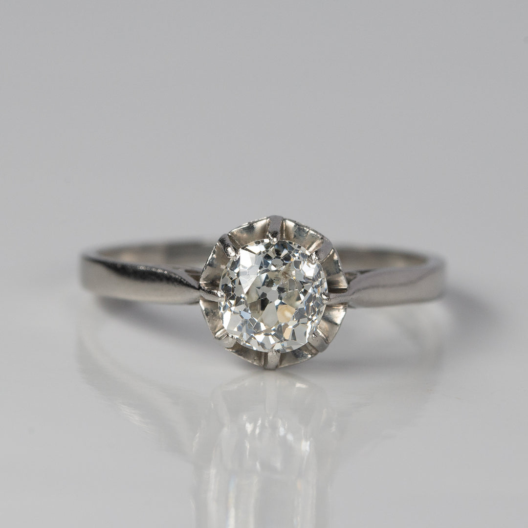 0.7ct オールドヨーロピアンカットのプラチナソリテールリング