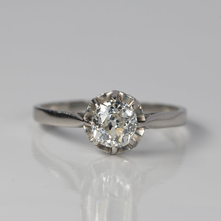 0.7ct オールドヨーロピアンカットのプラチナソリテールリング