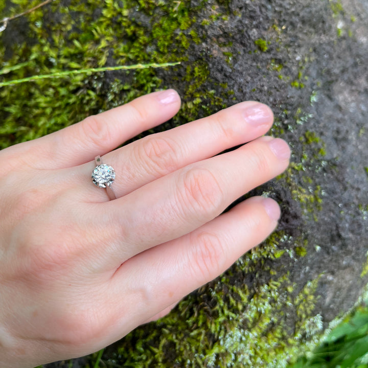 0.7ct オールドヨーロピアンカットのプラチナソリテールリング