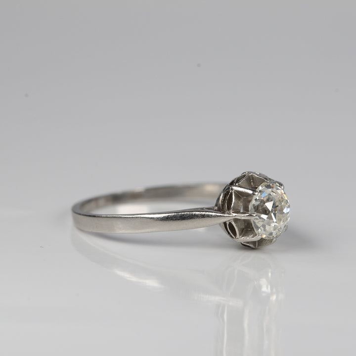 0.7ct オールドヨーロピアンカットのプラチナソリテールリング