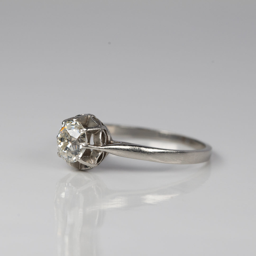 0.7ct オールドヨーロピアンカットのプラチナソリテールリング