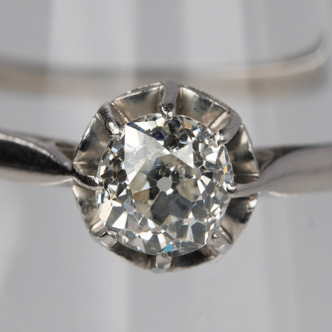 0.7ct オールドヨーロピアンカットのプラチナソリテールリング