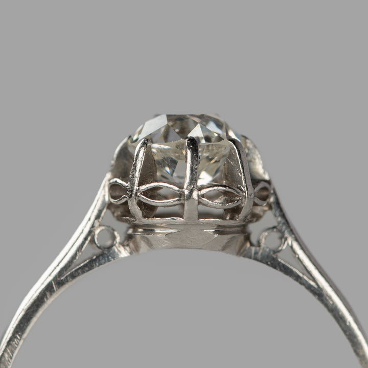 0.7ct オールドヨーロピアンカットのプラチナソリテールリング