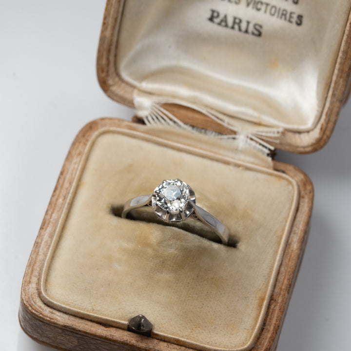 0.7ct オールドヨーロピアンカットのプラチナソリテールリング
