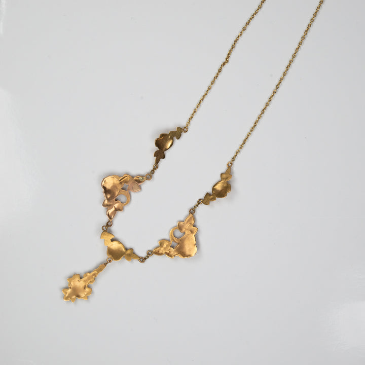 アールヌーボー　薔薇のゴールドネックレス（ガーランド）