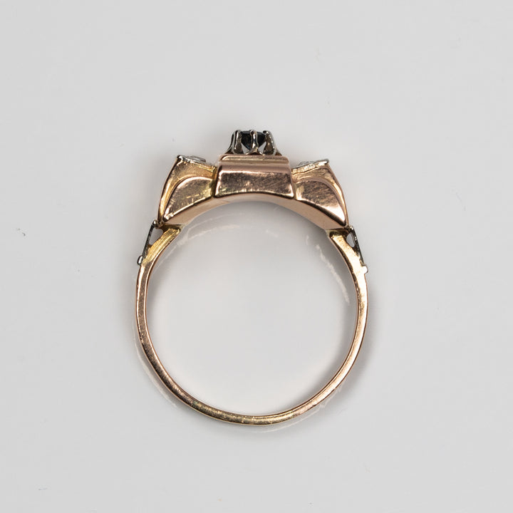 ダイヤモンドとシンセティックサファイアのタンクリング