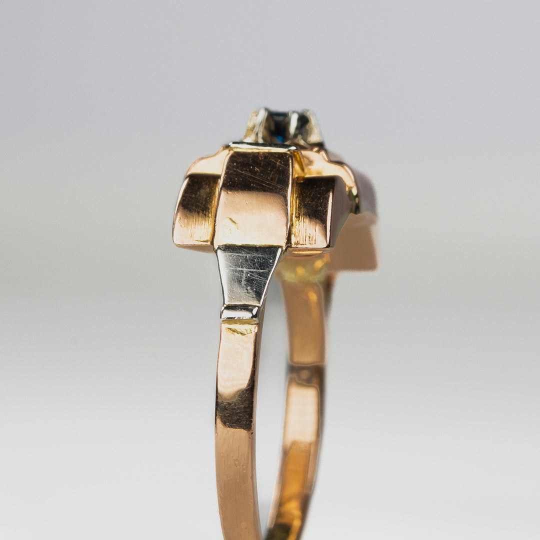 ダイヤモンドとシンセティックサファイアのタンクリング