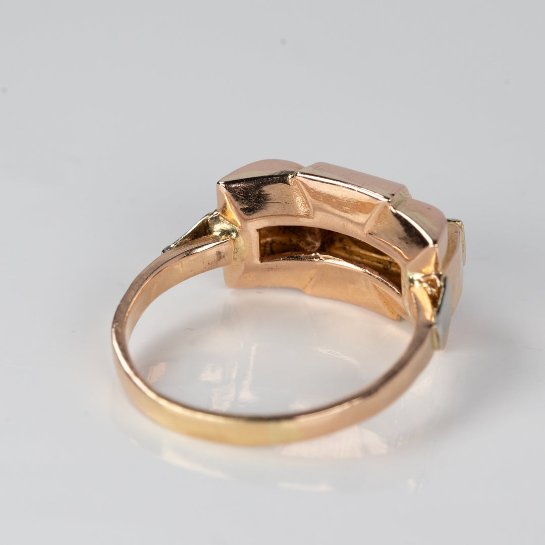 ダイヤモンドとシンセティックサファイアのタンクリング