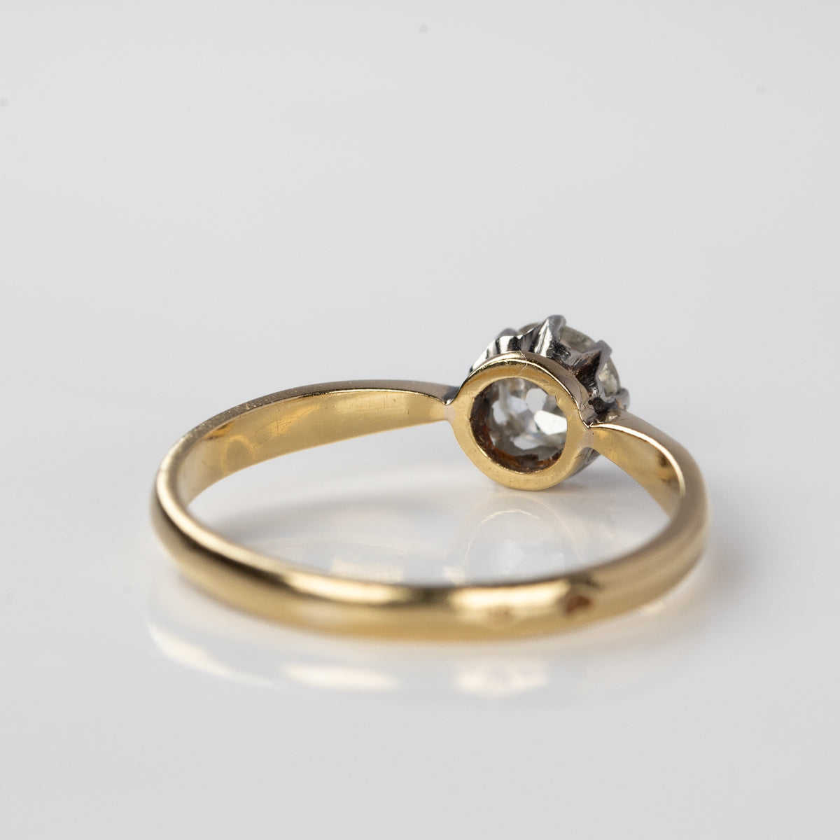 オールドヨーロピアンカットのゴールドソリテールリング
