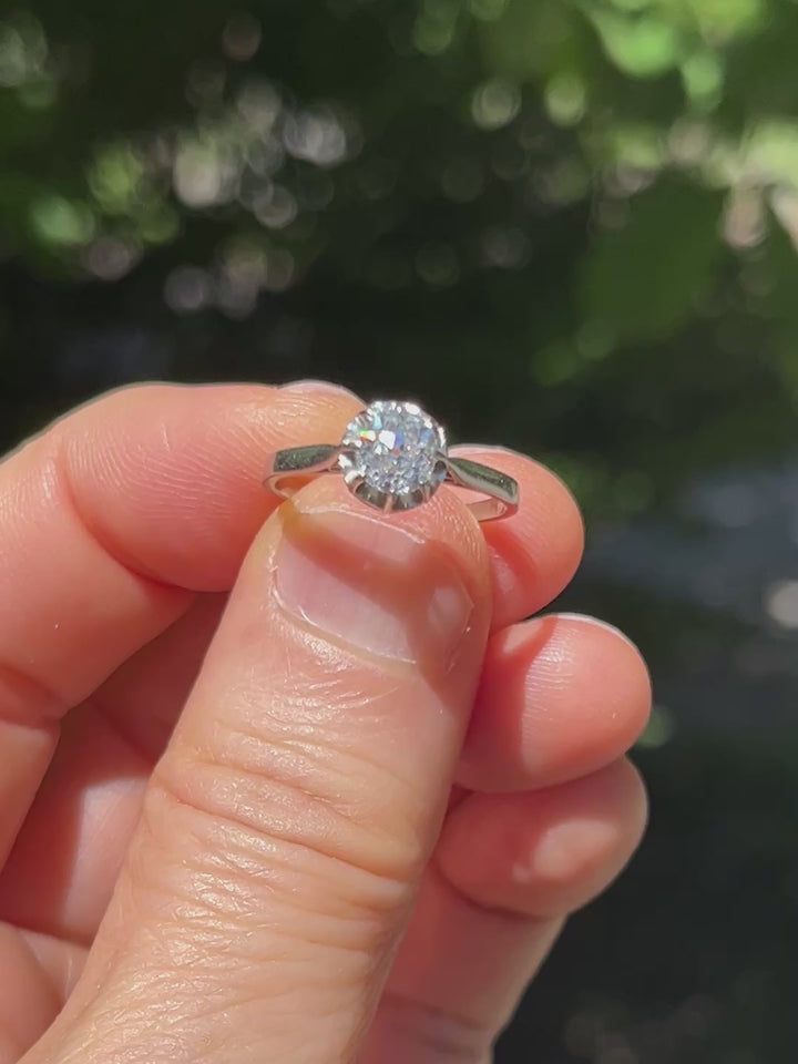 0.7ct オールドヨーロピアンカットのプラチナソリテールリング