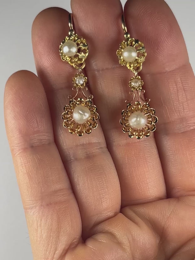 1800年代 アンティーク ピアス フランス アンティーク ドルムーズピアス 1900前後頃 K18