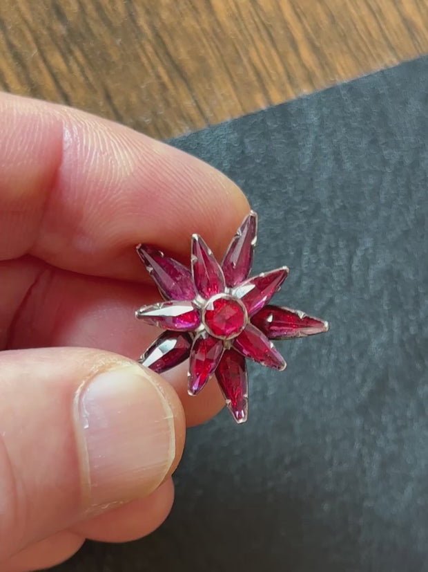 レア！フランスアンティーク　K18　ペルピニャンガーネット　大粒ペンダント/真珠 0472レア！フランスアンティークK18ゴールドペルピニャンガーネット1粒